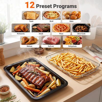 22 L 1800W Air Fryer Toaster Oven Combo 12-in-1 Convection Countertop Oven