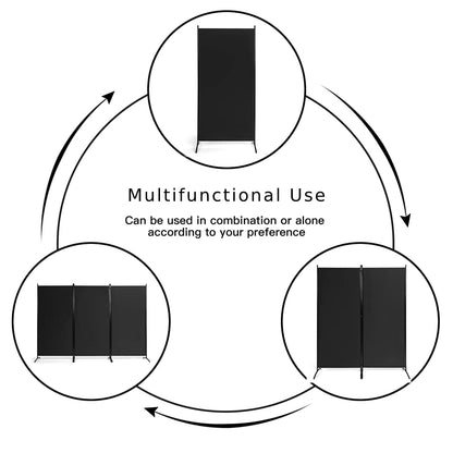3-Panel Freestanding Wood Room Divider with Durable Hinges Steel Base