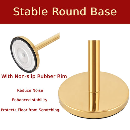 4 Pack Queue Barrier Posts, Stainless Steel Gold Round Top Security Stanchion Rope Divider