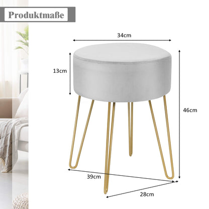Round Velvet Stool with Hairpin Legs