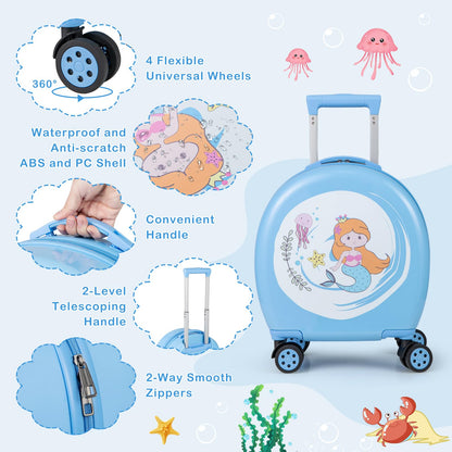 4Pcs Kids Luggage Set Toddler Carry On Luggage Set for Travel School