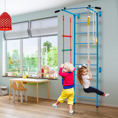 Swedish Ladder Set with Climbing Frame Pull-up Bar Ropes and Rings
