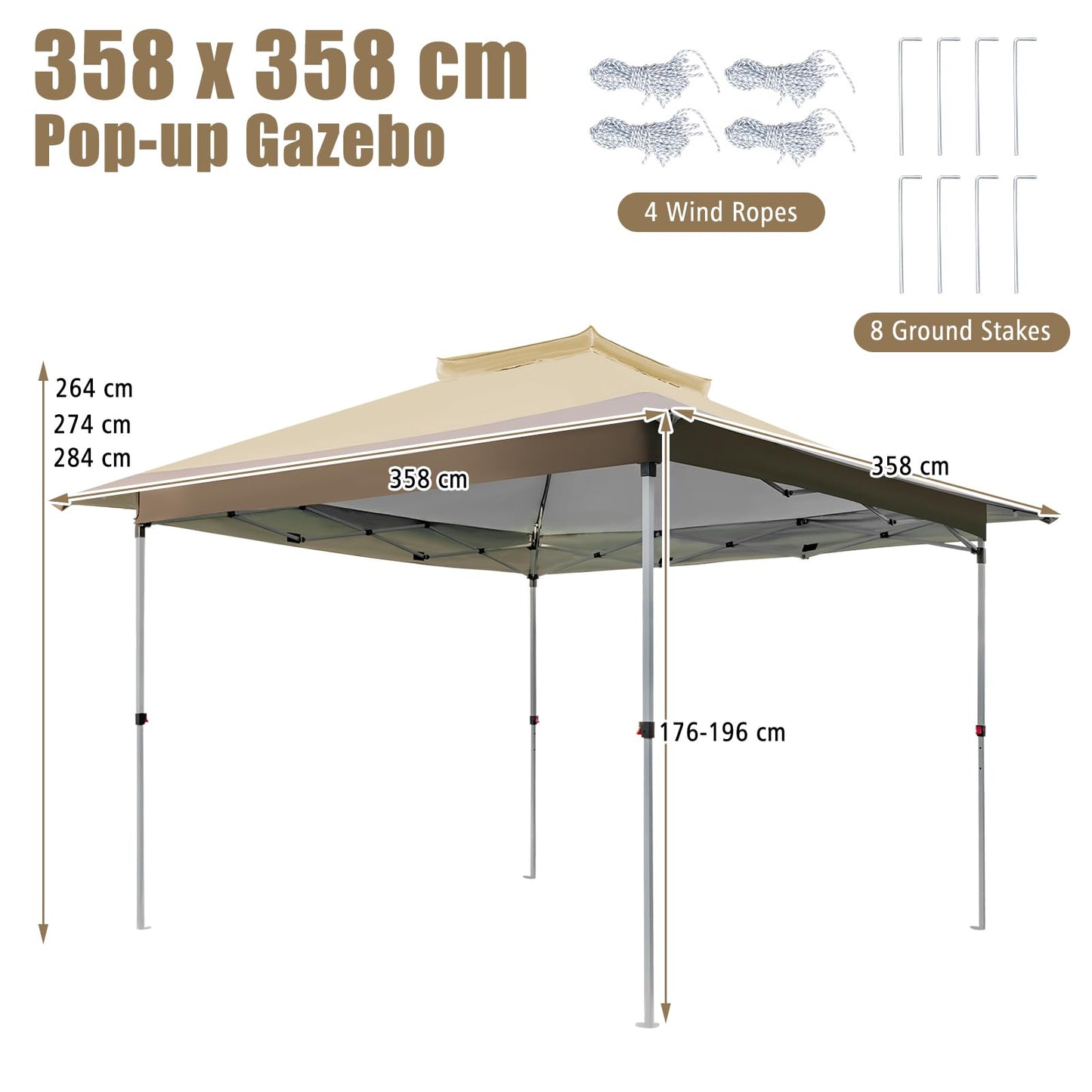 Pop up Gazebo with Vented Top and Portable Canopy Shelter