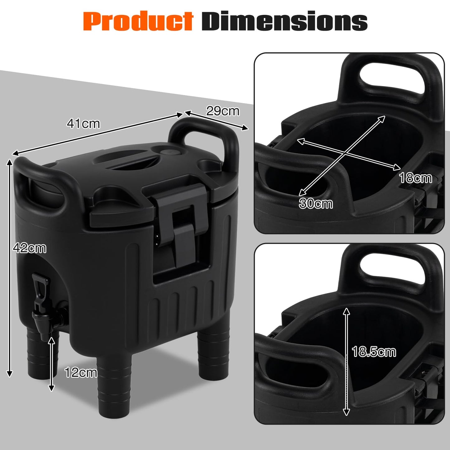 7.6L/10L Insulated Beverage Dispenser, Hot & Cold Drinks Server Container with Handles