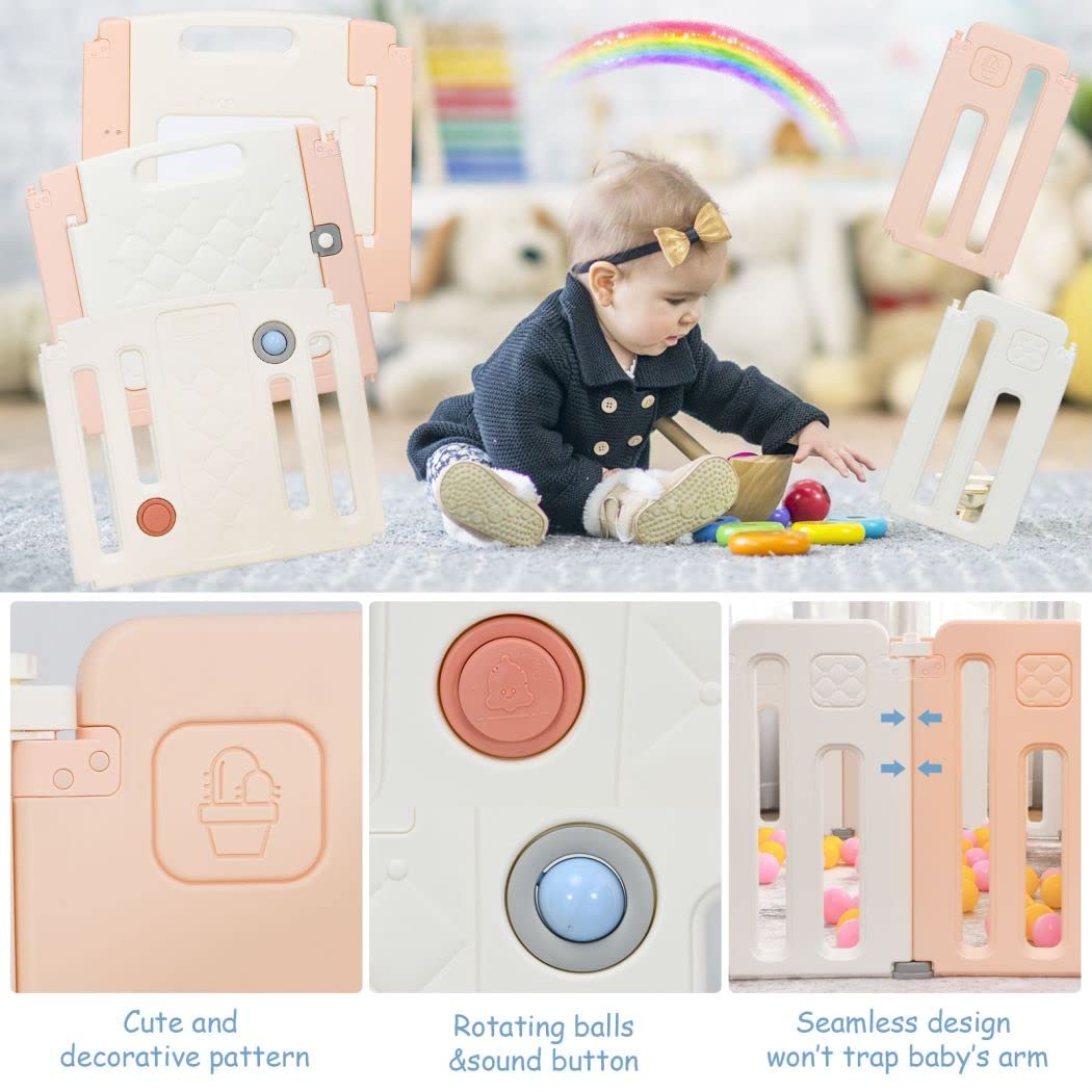 Plastic Infants Play Pen with Whiteboard and Rotatable Ball