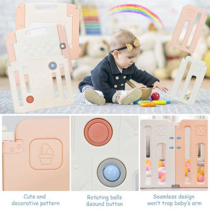 Plastic Infants Play Pen with Whiteboard and Rotatable Ball