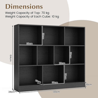 10-Cube Bookshelf Freestanding Storage Organizer with 2 Anti-Tipping Kits