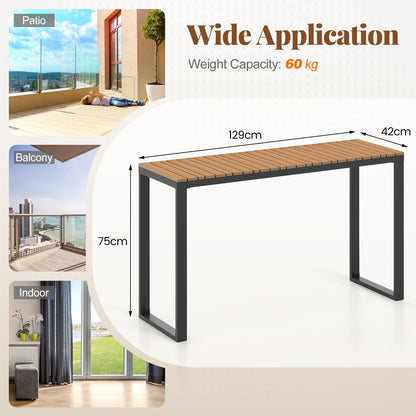 6-Person Metal Frame Rectangular Garden Table with WPC Slat Tabletop