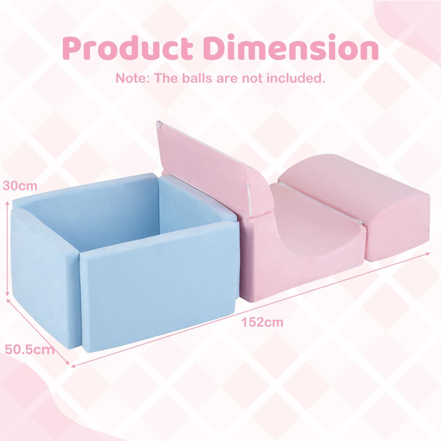 Soft Play Climbing Blocks, Baby Climb and Crawl Foam Play Set with Ball Pit and Suede Covers