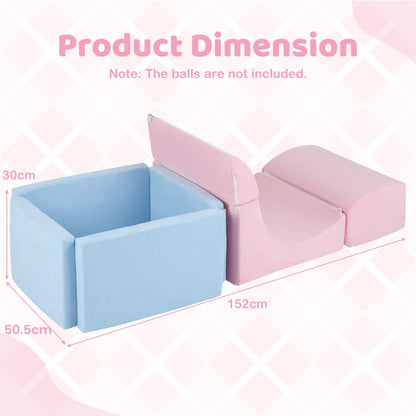Soft Play Climbing Blocks, Baby Climb and Crawl Foam Play Set with Ball Pit and Suede Covers