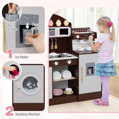 Pretend Play Kitchen with Sink and Microwave for 3+ Years