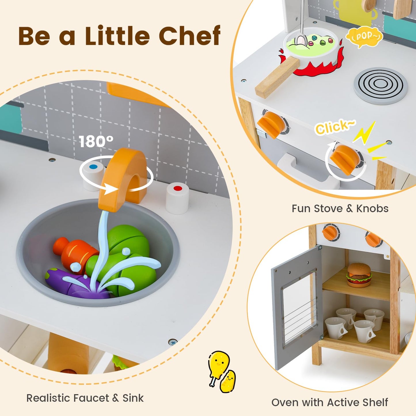 Pretend Kitchen Toy Set with Cookware Accessories
