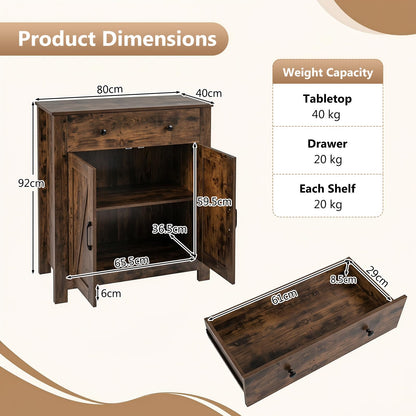 Storage Cabinet with Drawer & 2 Doors,80 x 40 x 92cm