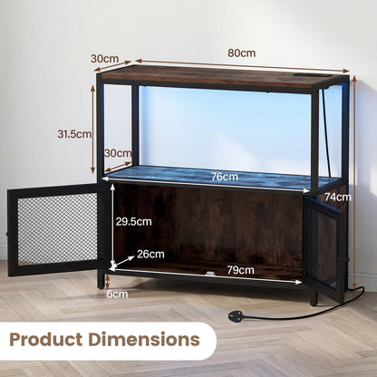Coffee Bar Cabinet with LED Lights Charging Station & Open Shelf for Kitchen