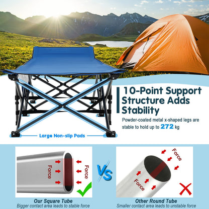 28" Extra Wide Portable Camping Bed Cot with Side Pocket & Carry Bag