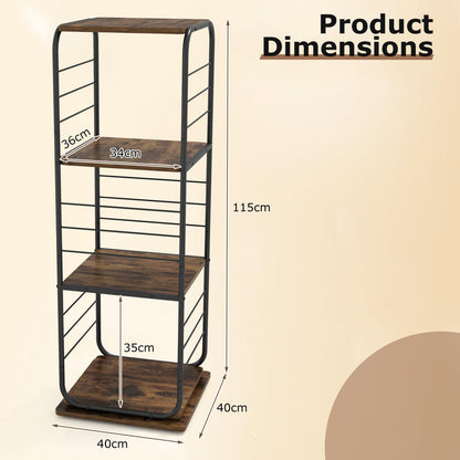 4-Tier Rotating Bookshelf, 360° Spinning Bookcase Tower with Swivel Base
