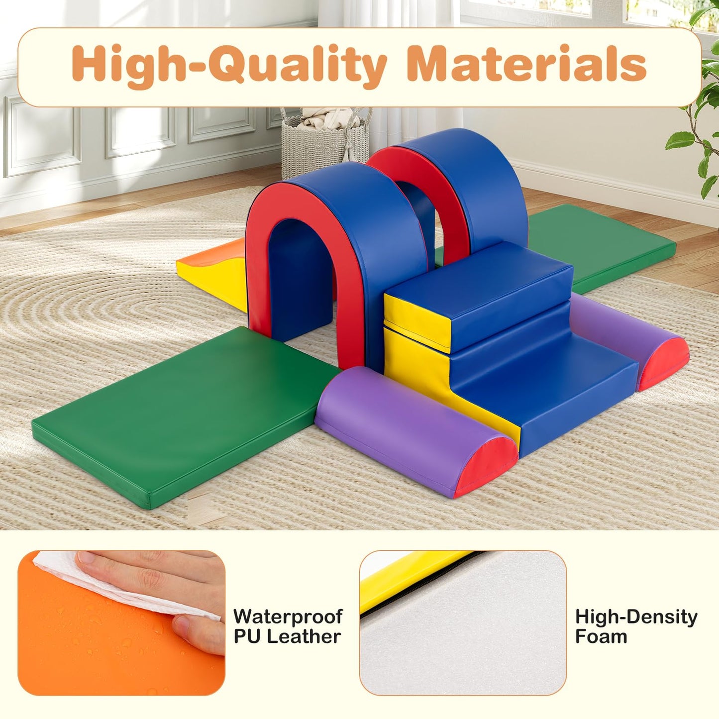10-Piece Foam Climbing Blocks for Crawling Climbing and Sliding