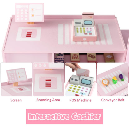 Kids Wooden Grocery Store Supermarket Play Toy Set