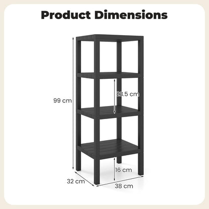 4-Tier Plastic Storage Shelf Freestanding Utility Rack