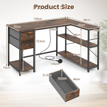L-Shaped Corner Computer Desk, Space Saving Home Office Workstation