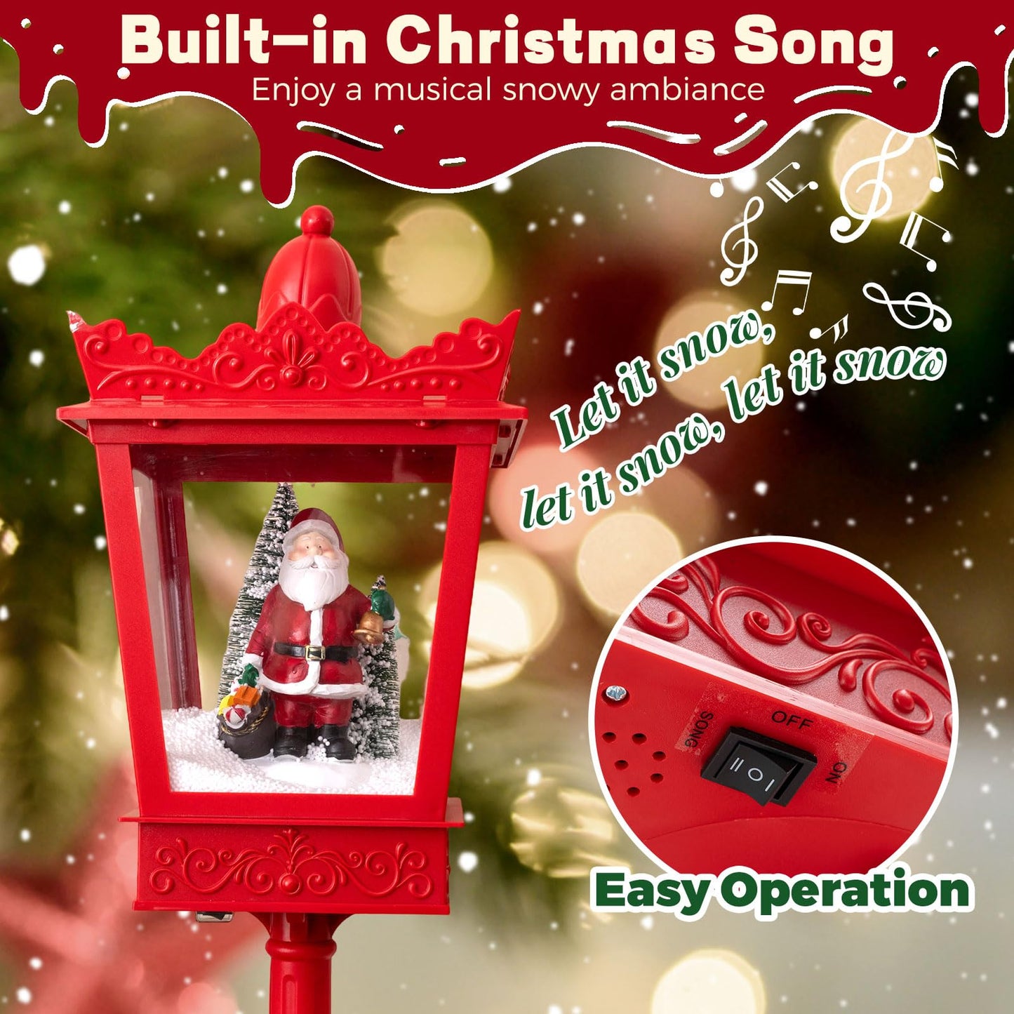 Christmas Street Lamp, Musical Festive Lamp Post with LED Lights