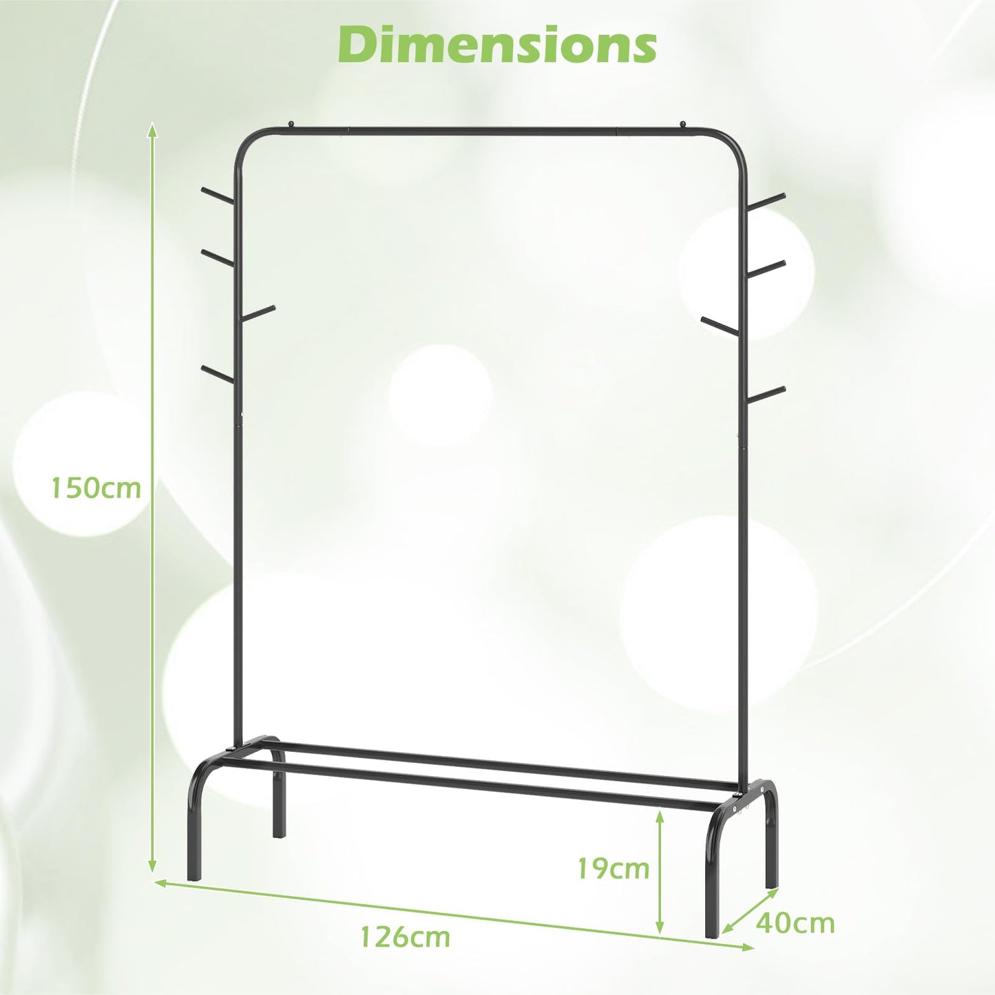 Heavy Duty Clothes Rack Freestanding Metal Garment Wardrobe Rack