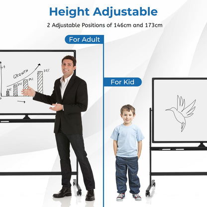 Reversible Mobile White Board with Adjustable Height