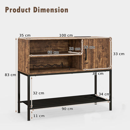 Sideboard Buffet Cabinet with Wine Racks and Storage Shelves