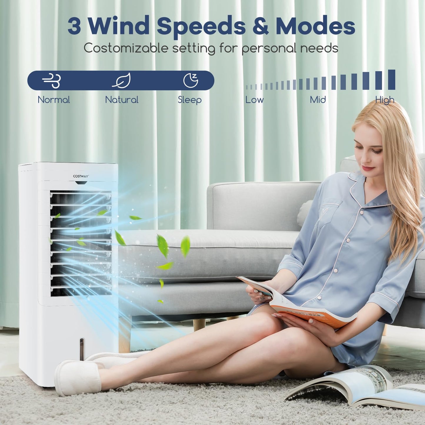 Giantex 5-in-1 Evaporative Air Cooler & Heater, Windowless Oscillating Swamp Cooler/Cooling Fan/Humidifier