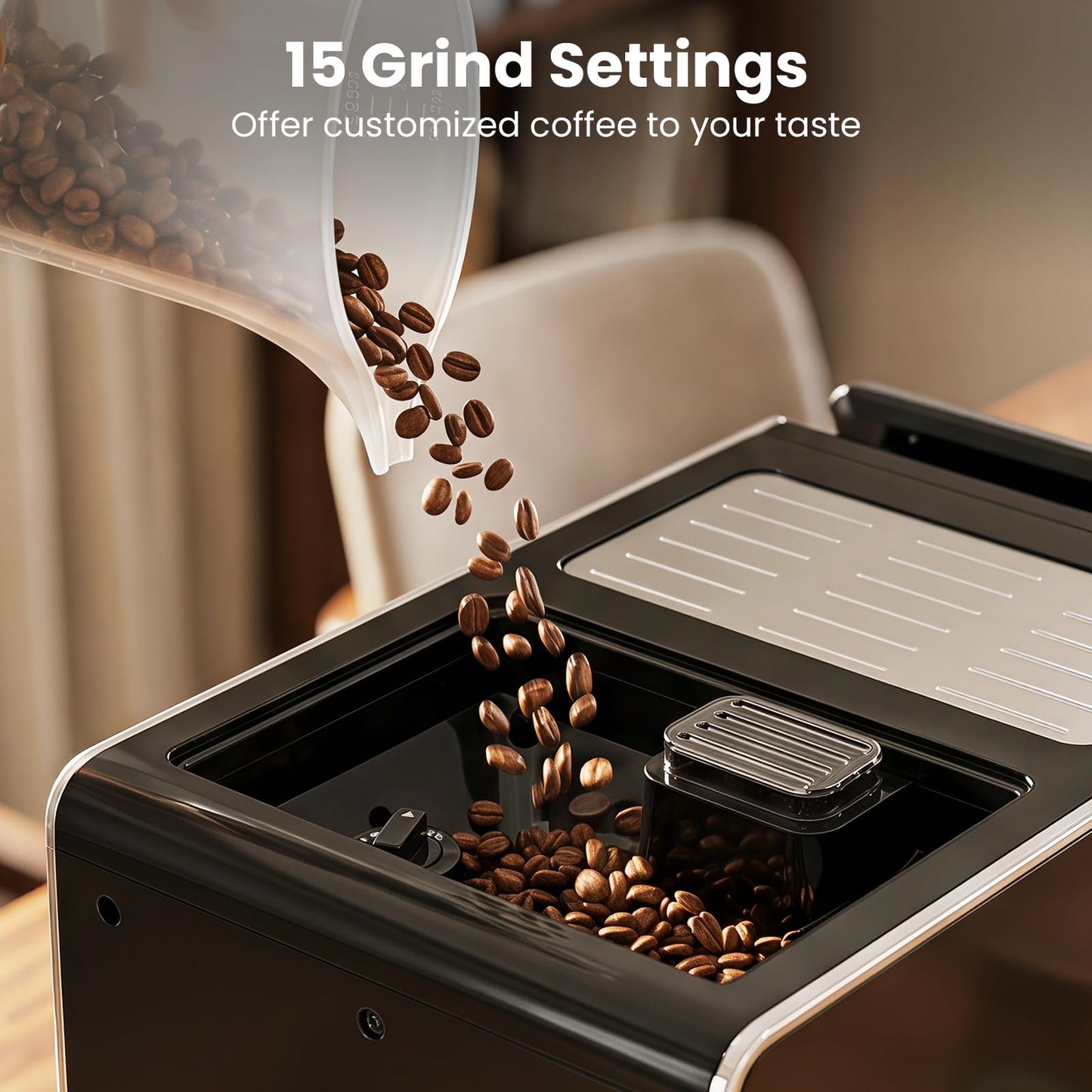 All-in-One Grind and Brew Coffee Maker with Milk Frother and Auto Self-Cleaning