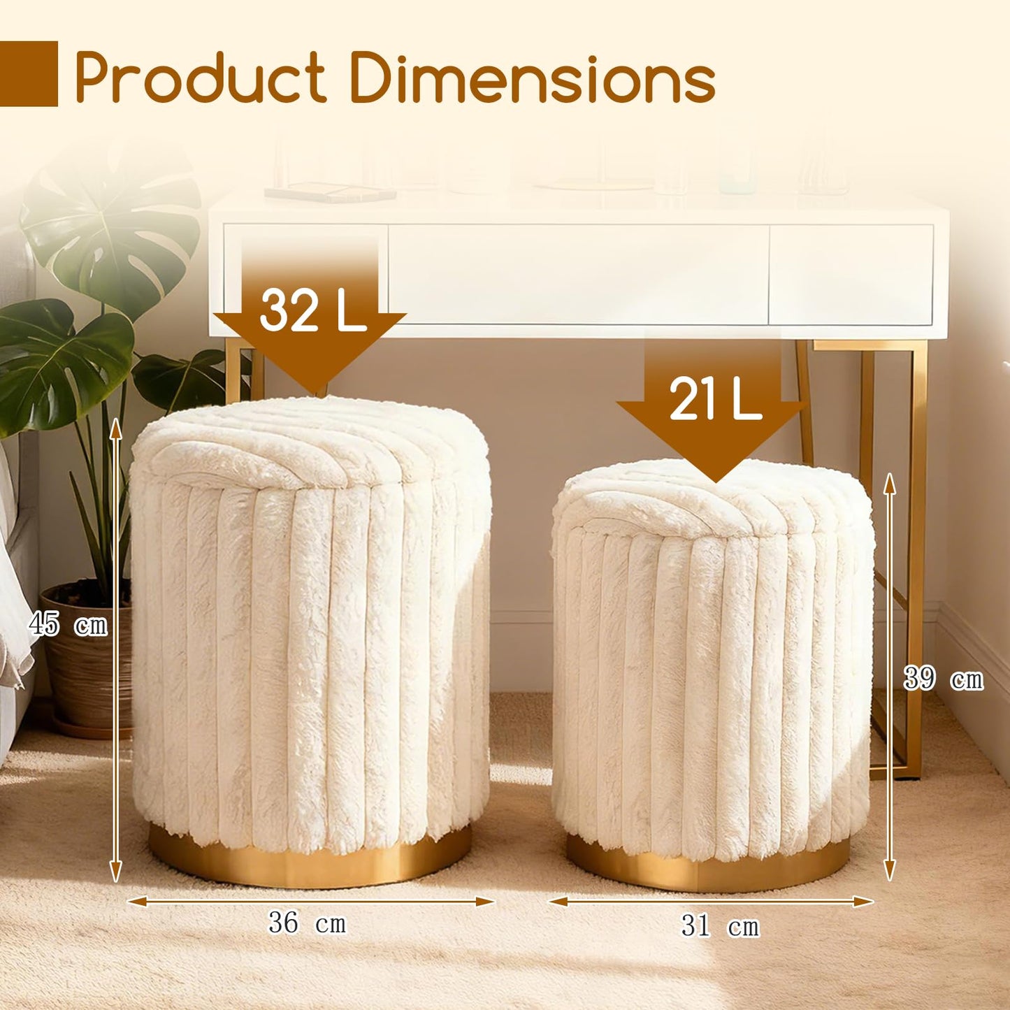 Modern Ottoman Set of 2 with Detachable Lids and Hidden Storage Space