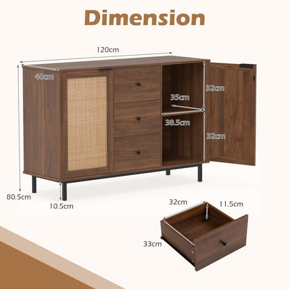 Wooden Storage Cabinet, Rustic Console Table, Freestanding kitchen Cupboard Organizer Unit