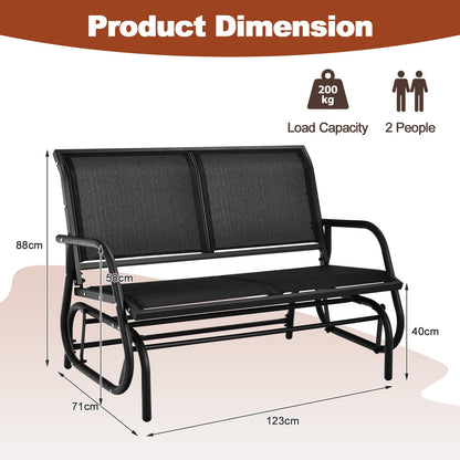 2-Person Outdoor Steel Frame Fabric Glider Bench