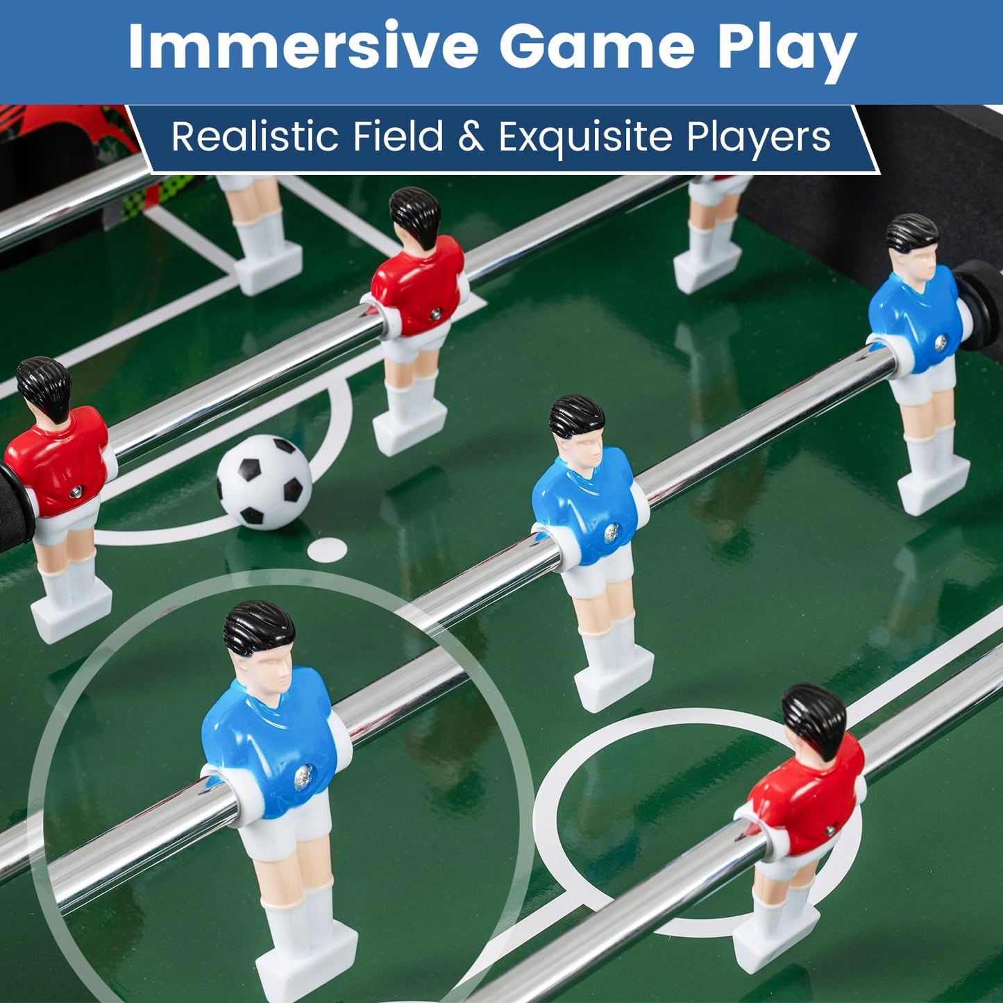 3ft Football Table, 2-in-1 Foosball Game Table with Detachable Legs & 2 Balls
