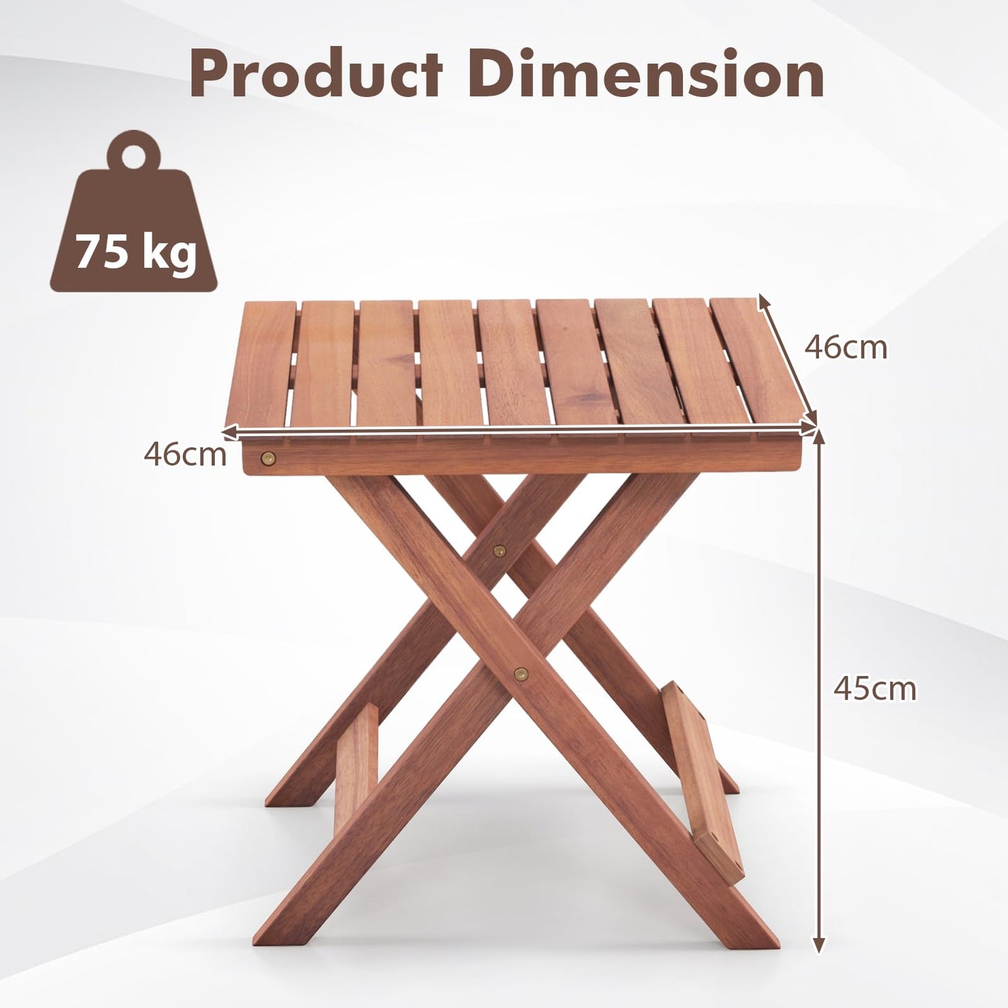 Folding Square Weather-Resistant Indoor Outdoor End Bistro Snack Table