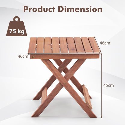 Folding Square Weather-Resistant Indoor Outdoor End Bistro Snack Table