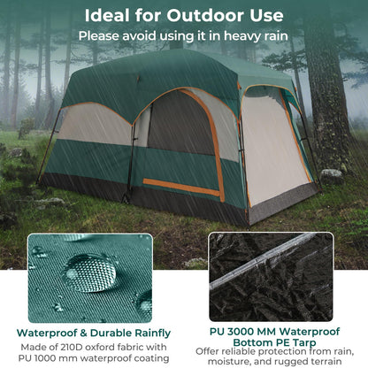 6-Person Camping Tent with 2-Room Divider for Camping Hiking color