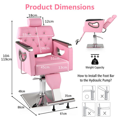 Adjustable Swivel Barber Chair with Padded Backrest