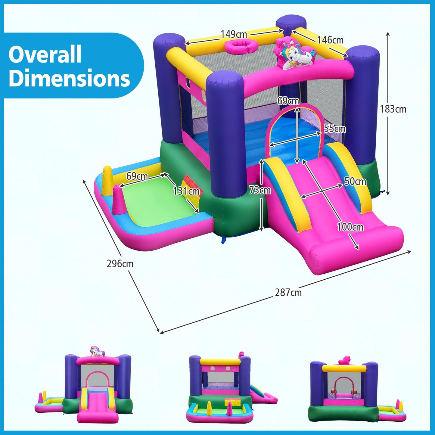 Kids Bouncy Castle, Inflatable Bounce House with Slide, Ball Pit