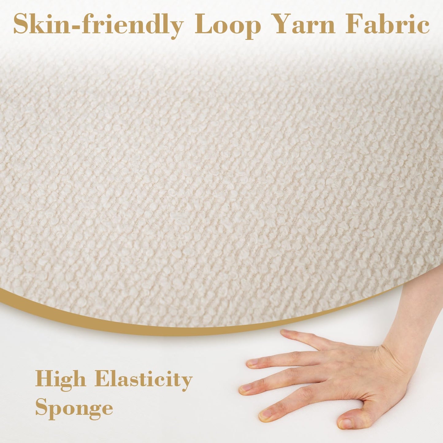 45 cm x 35 cm Round Pouf Ottoman with Loop Yarn Fabric and Machine-washable Cover