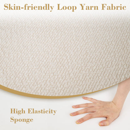 45 cm x 35 cm Round Pouf Ottoman with Loop Yarn Fabric and Machine-washable Cover