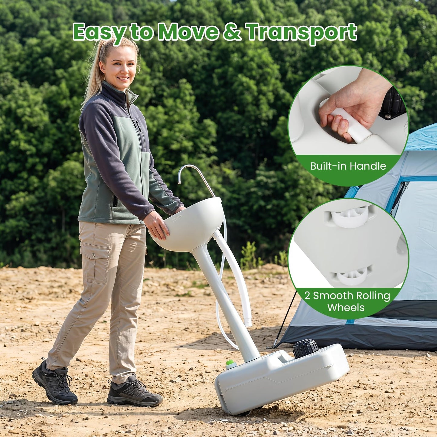 Portable Camping Sink, 17L Water Capacity Hand Wash Basin Stand