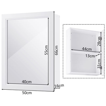 Adjustable Wall Mounted Storage Cupboard with Mirror for Bathroom