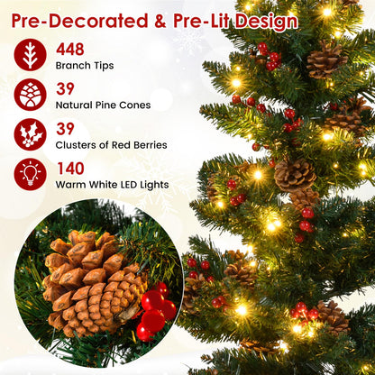 150 CM Pre-Lit Artificial Christmas Tree Spiral Holiday Tree with 448 Branch Tips