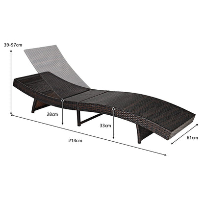 Outdoor Adjustable Folding Chaise Lounge with Removable Thick Cushion
