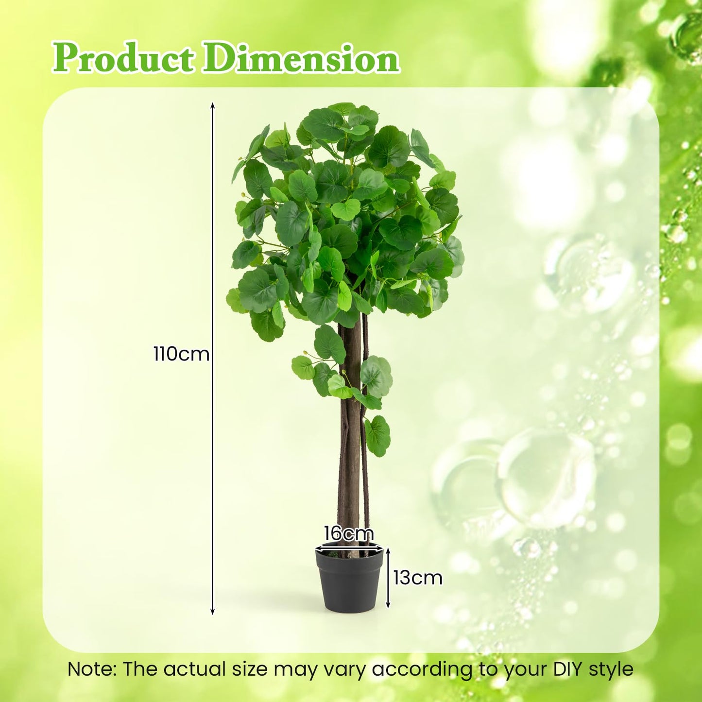 Artificial Crabapple Tree Fake Plant in Pot with Real Wood Trunk and Branches