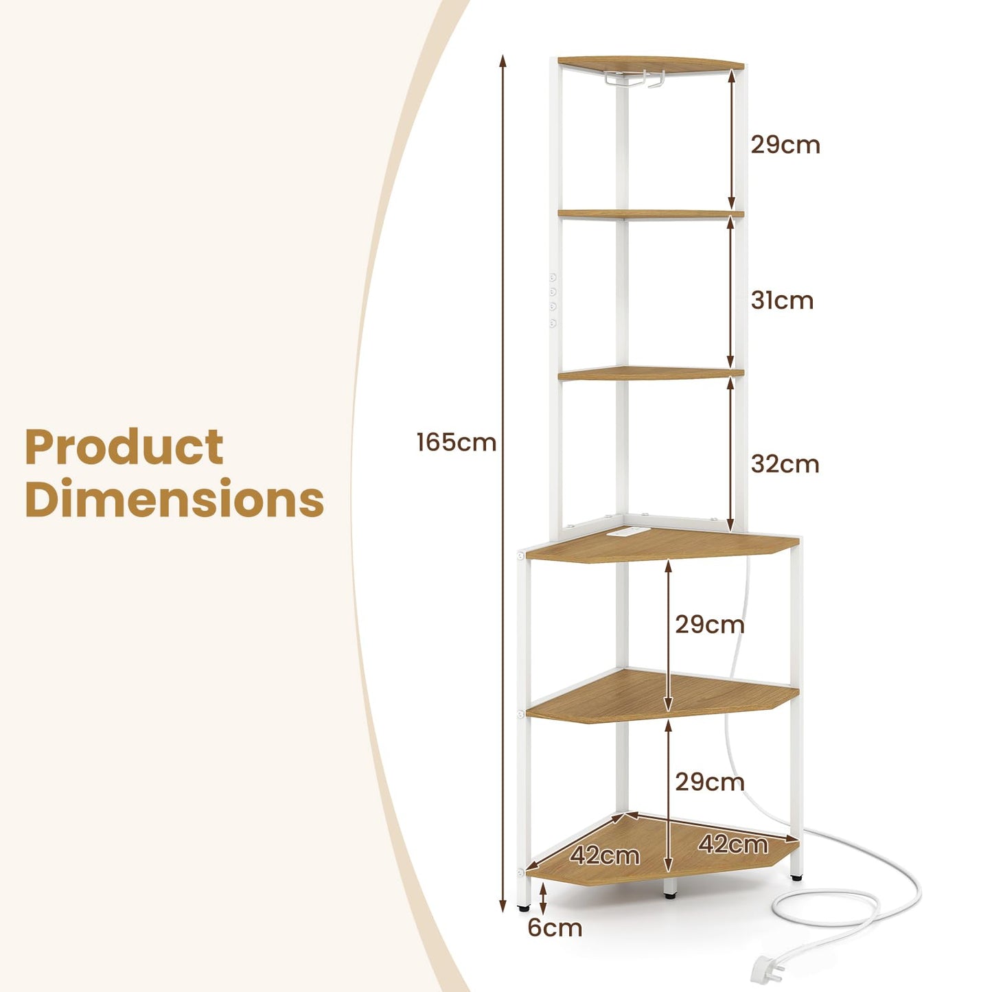 6-Tier Corner Shelf with 16 Color LED Lights