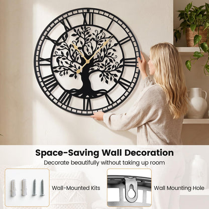 Large Wall Clock, 27”/68cm Metal Non-Ticking Decorative Clock