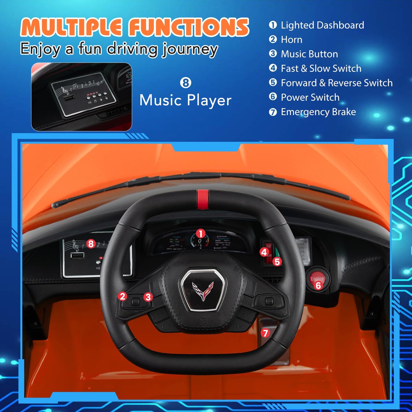 12V Electric Kids Ride On Car with Remote Control and Lights