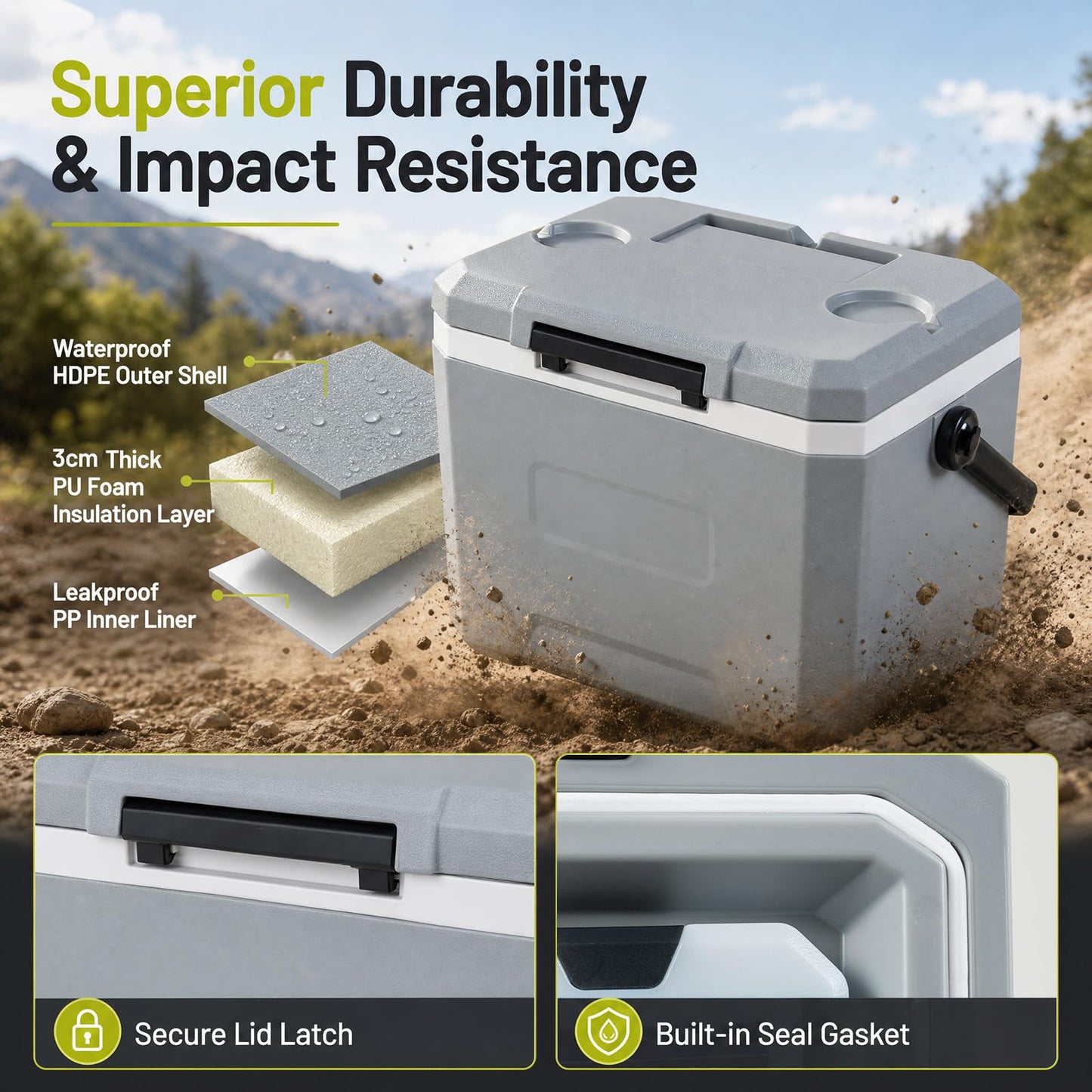 Hard Cooler Ice Chest Box for Cold/Hot Food & Drink